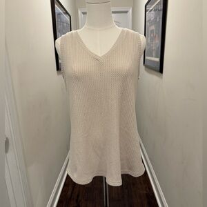 Iwollence Cream Waffle Knit Sleeveless Top